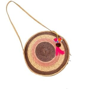 NEW Adorable Round multi color straw bag / handmade market straw bag NEW